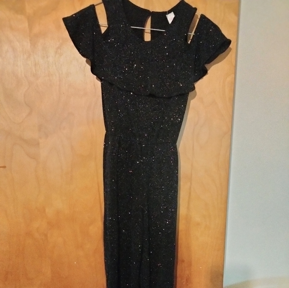 Black and color spotted jumpsuit size 8 girls